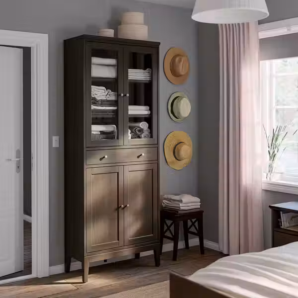 IDANÄS Высокий шкаф с дверцами и 1 ящиком - темно-коричневый морилка 81x39x211 см - фото 6