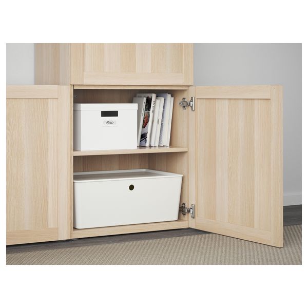 Шкаф для ТВ, комбинированный, стекляные дверцы БЕСТО, Ханвикен, Синдвик под беленый дуб, прозрачное стелко (300x40x192 см) - фото 3