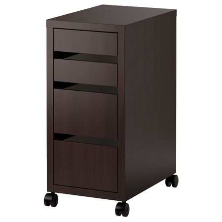 Тумба с ящиками на колесах, черно-коричневый 35x75 см IKEA MICKE МИККЕ 403.849.49