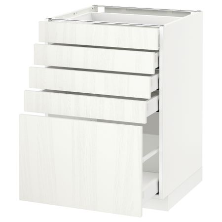 Напольный шкаф с 5 ящиками МЕТОД / МАКСИМЕРА, белый, Росдаль белый