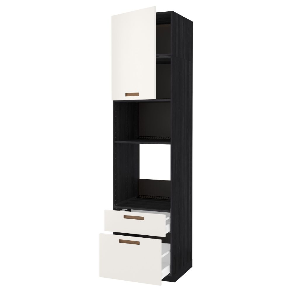 Высокий шкаф для духовки/СВЧ дверца, 2 ящика МЕТОД / МАКСИМЕРА, черный, Мэрста белый - схема-чертеж с размерами