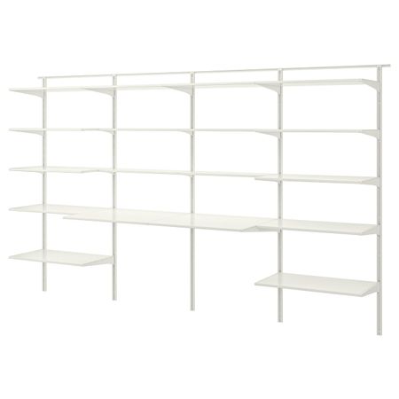 Настенная шина/полки, белый 322x61x199 см IKEA АЛЬГОТ 392.303.40