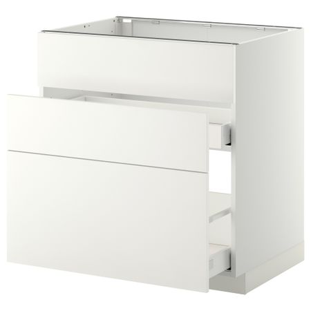 Напольный шкаф под мойку + 3 фронтальных панели, 2 ящика МЕТОД / МАКСИМЕРА, белый, Хэггеби белый