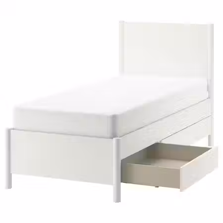 TONSTAD Каркас кровати с ящиками - белый с оттенком/Lönset 90x200 см