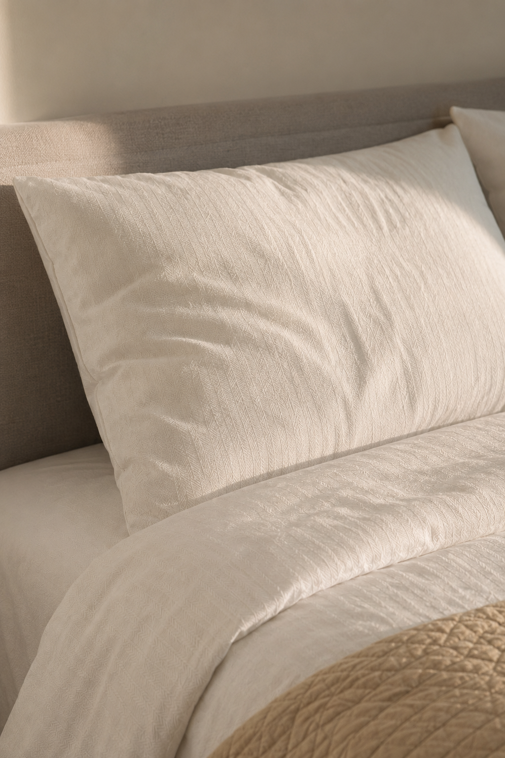 Бельё IKEA HÄRLIR 150×200 из хлопка и лиоцелла — текстура плетения крупным планом