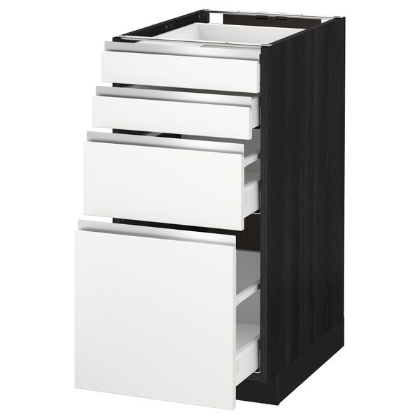 Напольный шкаф 4 фронтальных панели, 4 ящика МЕТОД / МАКСИМЕРА, черный, Нодста белый - схема-чертеж с размерами
