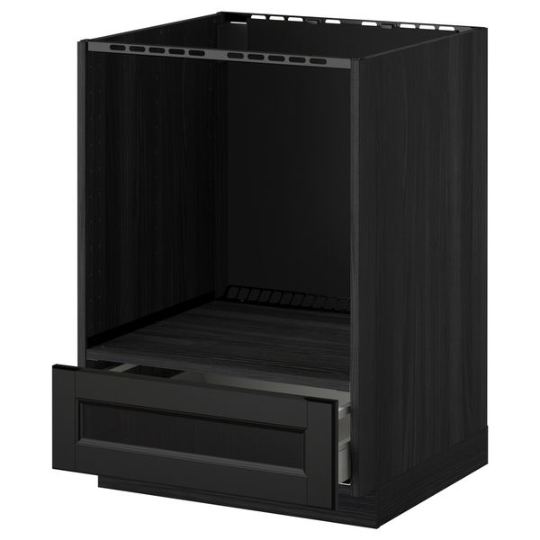 Напольный шкаф для духовки, с ящиком МЕТОД / МАКСИМЕРА, черный, Лаксарби черно-коричневый (60x60 см) - схема-чертеж с размерами