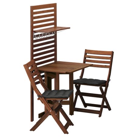 Панель, стол, 2 стула ЭПЛАРО, коричневая морилка, Холло черный