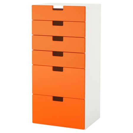 Комбинация для хранения с ящиками СТУВА, белый, оранжевый (60x50x128 см)