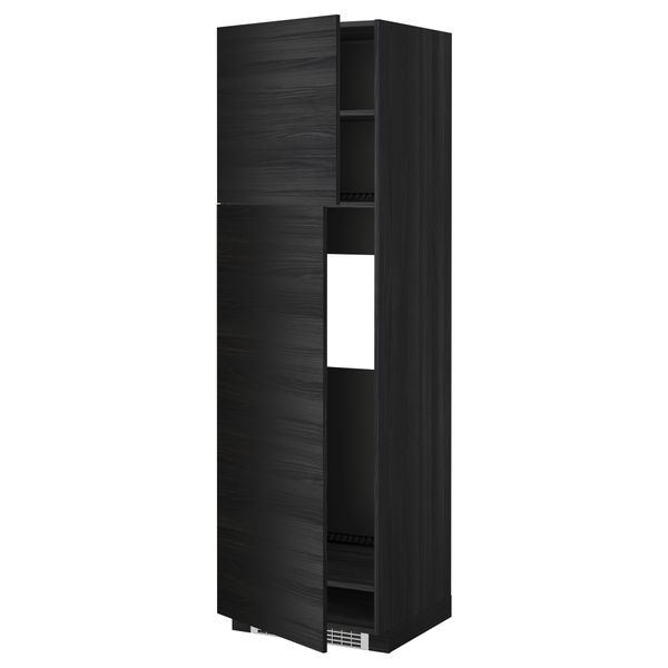 Высокий шкаф для холодильника, 2 дверцы МЕТОД, черный, Тингсрид черный - схема-чертеж с размерами