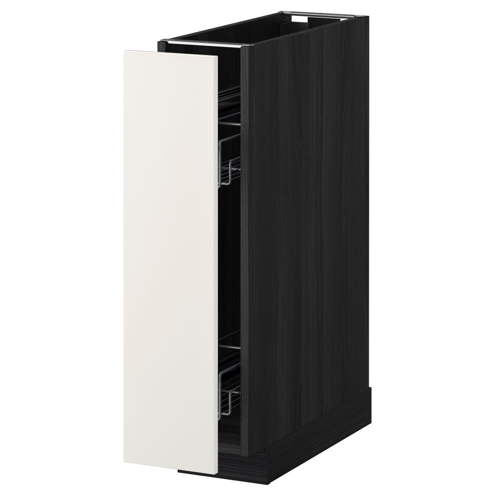 Напольный шкаф, выдвижной внутрений элемент МЕТОД, черный, Веддинге белый (20x60 см) - схема-чертеж с размерами