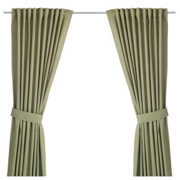 Гардины с прихватом, 1 пара ИНГЕРТ, зеленый (145x300 см) - фото 1