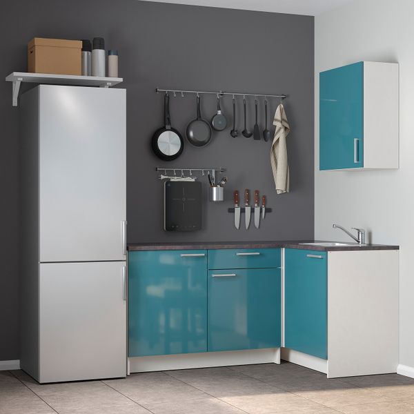 Кухня, глянцевый/синяя бирюза 120x180x220 см IKEA KNOXHULT КНОКСХУЛЬТ 594.243.80 - фото 2