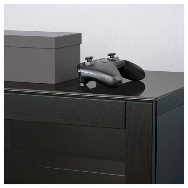 Шкаф для ТВ, комбинированный, стекляные дверцы БЕСТО, Лаппвикен, Синдвик черно-коричневый прозрачное стекло (240x40x230 см) - фото 5