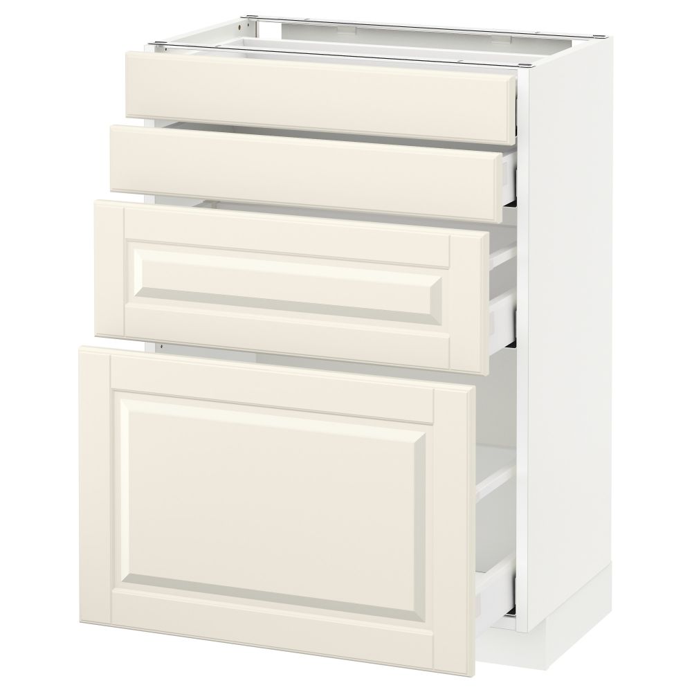 Напольный шкаф 4 фронтальных панели, 4 ящика МЕТОД / МАКСИМЕРА, белый, Будбин белый с оттенком - схема-чертеж с размерами