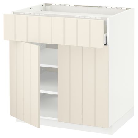 Напольный шкаф для варочной панели, ящик, полка, 2 дверцы МЕТОД / МАКСИМЕРА, белый, Хитарп белый с оттенком
