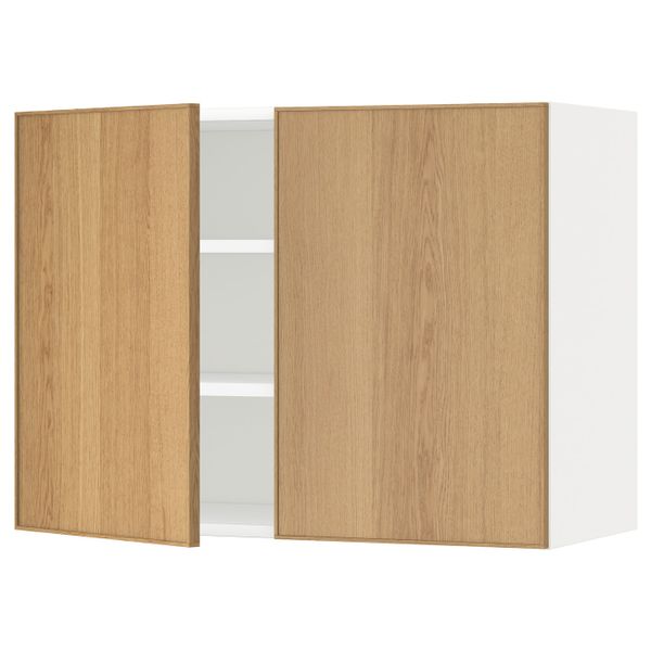 Навесной шкаф с полками/2дверцы, белый/Экестад дуб 80x60 см IKEA METOD МЕТОД 692.256.34 - схема-чертеж с размерами