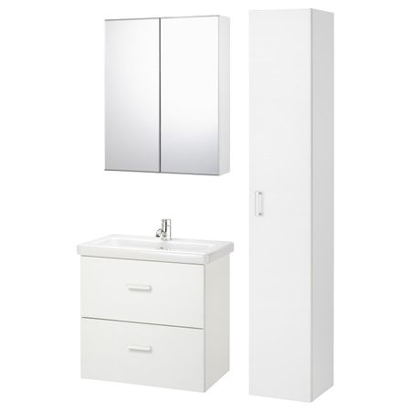 Комплект мебели для ванной,8 предм., белый/ПИЛКОН смеситель 64x43x65 см IKEA FISKÅN ФИСКОН / TVÄLLEN ТВЭЛЛЕН 994.373.52