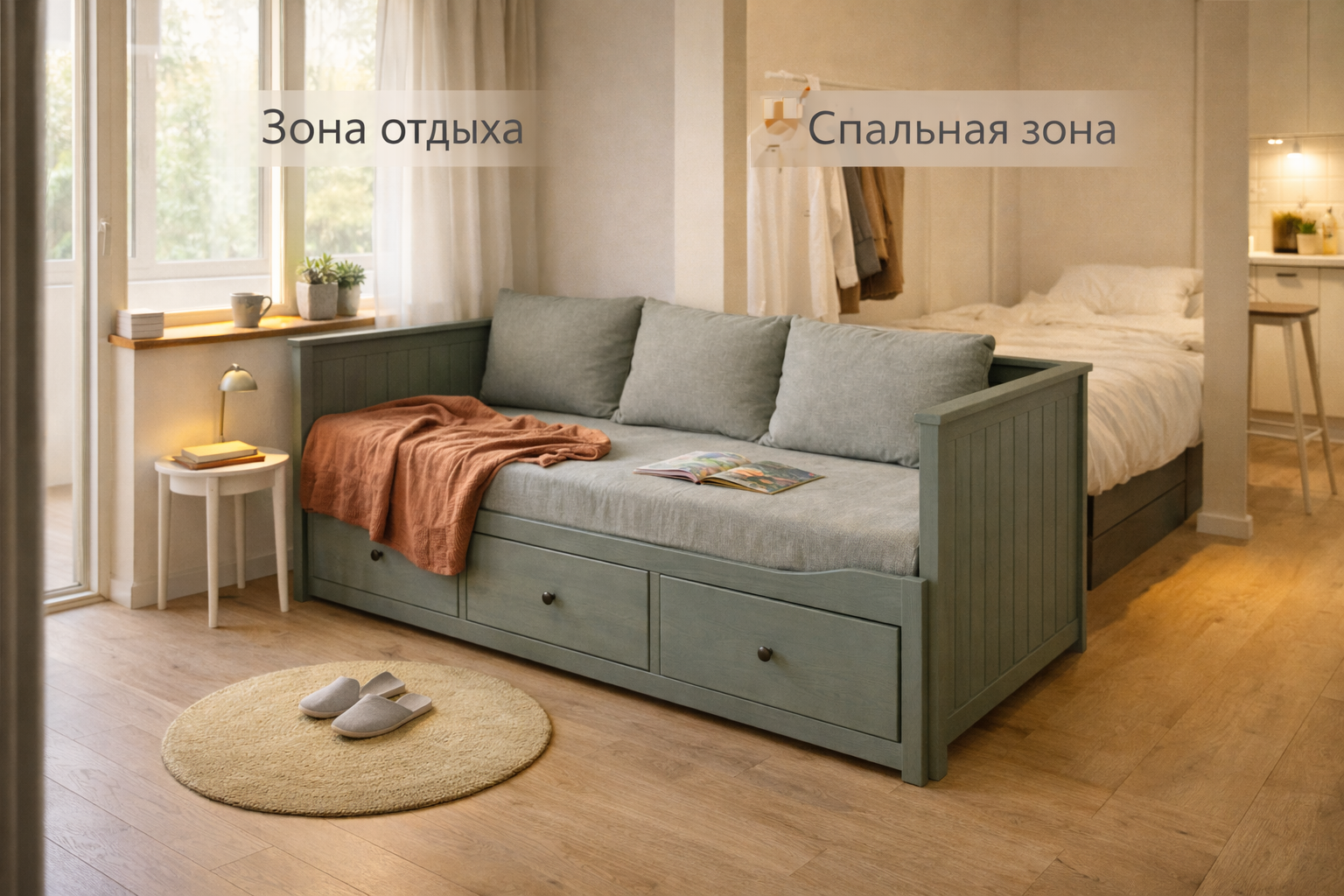 Кушетка HEMNES для зонирования студии