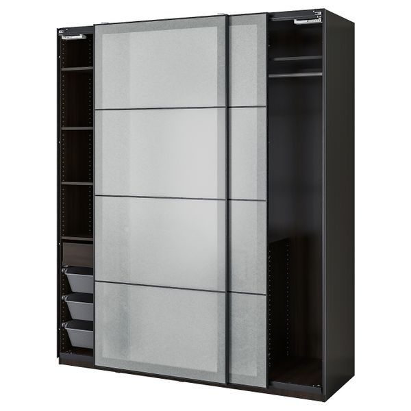 Гардероб, комбинация, черно-коричневый/белый под бумагу 200x66x236 см IKEA PAX ПАКС / SVARTISDAL СВАРТИСДАЛЬ 093.362.96 - фото 1