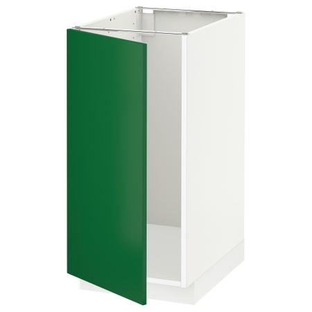 Напольный шкаф для мойки, мусорных контейнер МЕТОД, белый, Флэди зеленый (40x60 см)