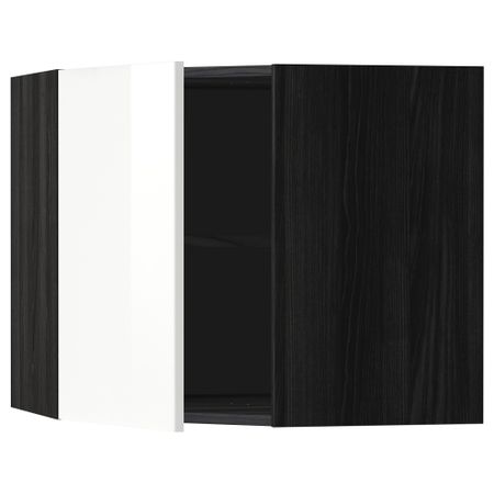 Угловой навесной шкаф с полками МЕТОД, черный, Рингульт белый