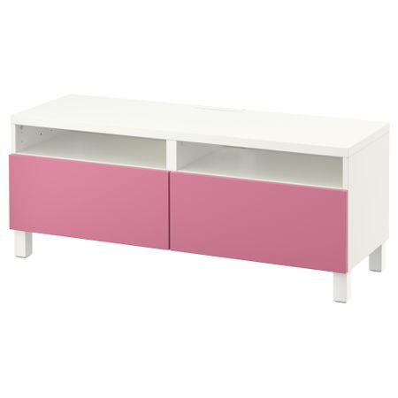 Тумба для ТВ с ящиками БЕСТО, белый, Лаппвикен розовый (120x40x48 см)