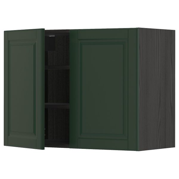 Навесной шкаф с полками/2дверцы, черный/Будбин темно-зеленый 80x60 см IKEA МЕТОД 893.132.05 - схема-чертеж с размерами