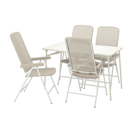 Стол + 4 кресла, для/сада, белый, бежевый 130 см IKEA TORPARÖ ТОРПАРЁ 694.136.73