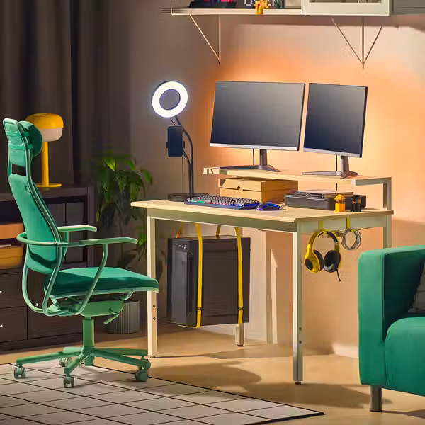 UTVISNING УТВИСНИНГ Геймерский стол с полкой - под ясень/белый 120x60 см - фото 4