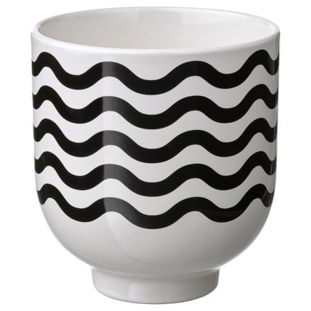 Кашпо, 9 см, для дома, улицы с рисунком, черный белый IKEA DRÖMSK ДРЁМСК 905.360.21