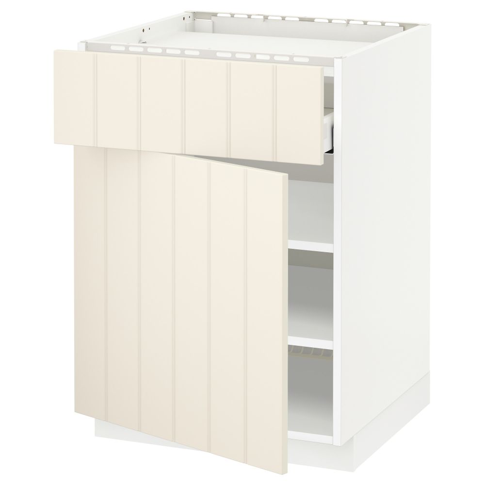 Напольный шкаф для варочной панели, ящик, полка, дверцы МЕТОД / МАКСИМЕРА, белый, Хитарп белый с оттенком (60x60 см) - схема-чертеж с размерами