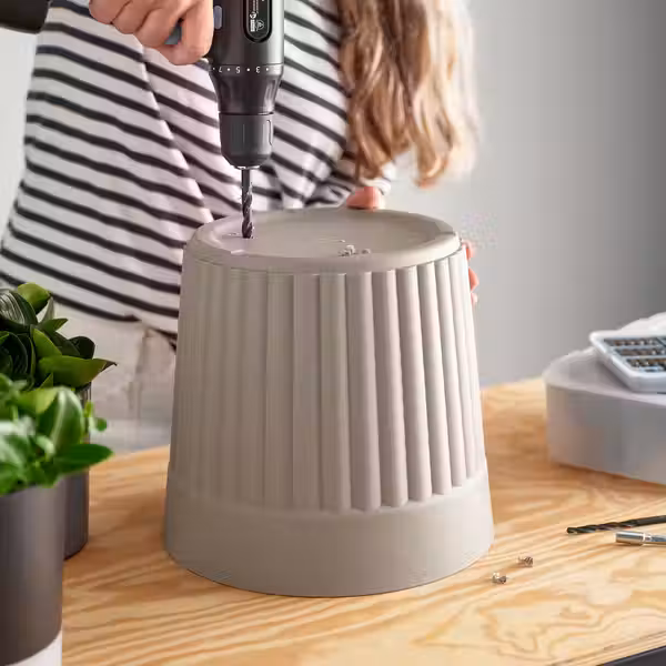 FRÄKENVÄXT ФРЭКЕНВЭКСТ Кашпо - д/дома/улицы/темный серо-бежевый 24 см - фото 2