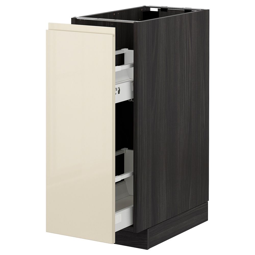 Напольный шкаф, выдвижной внутри элем, черный, Воксторп глянцевый светло-бежевый 30x60 см IKEA МЕТОД 693.027.74 - схема-чертеж с размерами