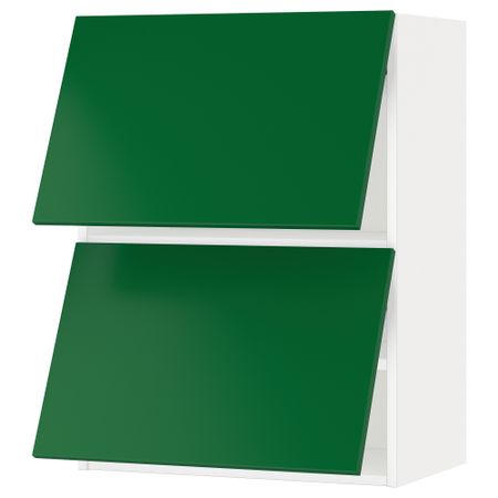 Навесной шкаф, 2 дверцы, горизонтальный МЕТОД, белый, Флэди зеленый