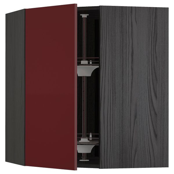 Угловой навесного шкаф с вращающейся секц, черный Калларп/глянцевый темный красно-коричневый 68x80 см IKEA МЕТОД 393.278.89 - схема-чертеж с размерами