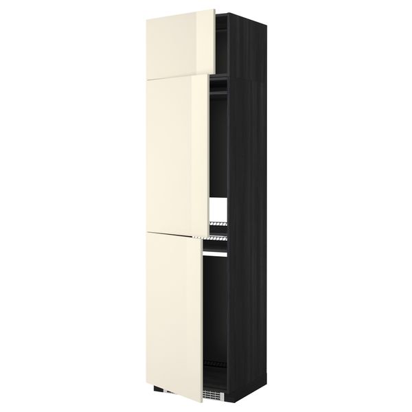 Высокий шкаф для холодильника или морозильника, с 3 дверями МЕТОД, черный, Рингульт кремовый (60x60x240 см) - схема-чертеж с размерами