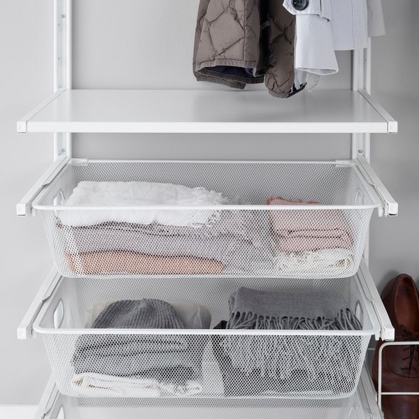 Настенная шина, штанга, модуль для/обуви, белый 132x41x199 см IKEA АЛЬГОТ 992.762.93 - схема-чертеж с размерами