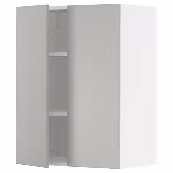 METOD Навесной шкаф с полками/2дверцы - белый/Havstorp светло-серый 60x80 см - фото 1