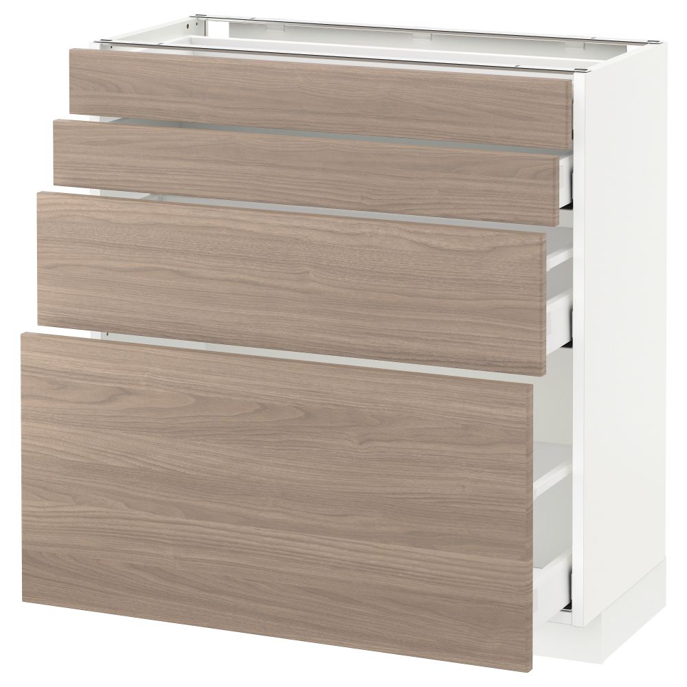 Напольный шкаф 4 фронтальных панели, 4 ящика МЕТОД / МАКСИМЕРА, белый, Брокхульт светло-серый - схема-чертеж с размерами