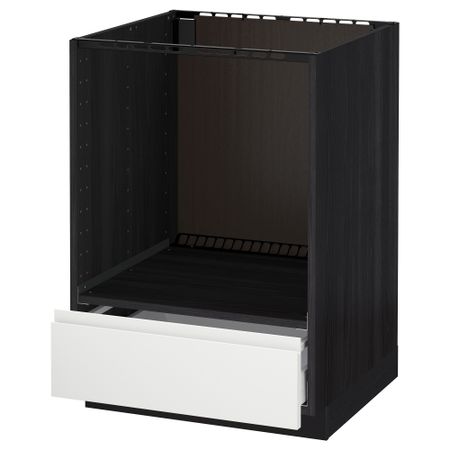 Напольный шкаф для духовки, с ящиком МЕТОД / МАКСИМЕРА, черный, Воксторп белый (60x60 см)
