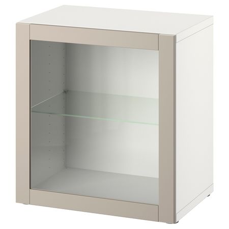 Стеллаж с дверью, белый/Синдвик светлый серо-бежевый 60x42x64 см IKEA BESTÅ БЕСТО 694.418.93