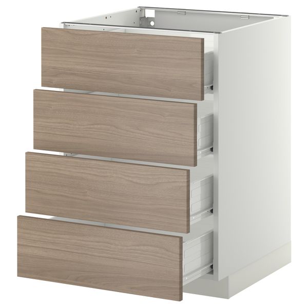 Напольный шкаф 4 фронтальных панели, 4 ящика МЕТОД / ФОРВАРА, белый, Брокхульт светло-серый - схема-чертеж с размерами