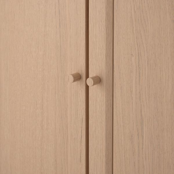 Стеллаж с дверьми, дубовый шпон, беленый 80x30x202 см IKEA BILLY БИЛЛИ / OXBERG ОКСБЕРГ 492.810.65 - фото 4