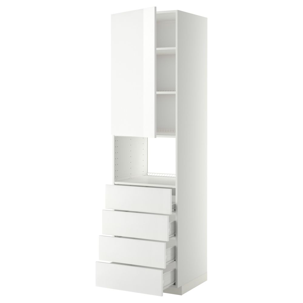 Высокий шкаф для духовки, дверца, 4 ящика МЕТОД / ФОРВАРА, белый, Рингульт белый - фото 1