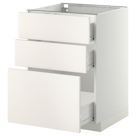 Напольный шкаф с 3 ящиками МЕТОД / ФОРВАРА, белый, Веддинге белый