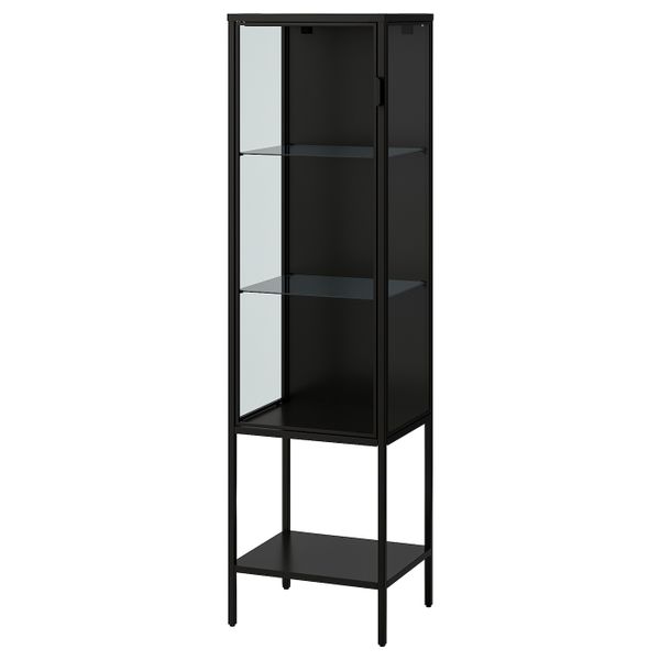 Шкаф-витрина, антрацит 42x37x155 см IKEA RUDSTA РУДСТА 004.501.30 - фото 1