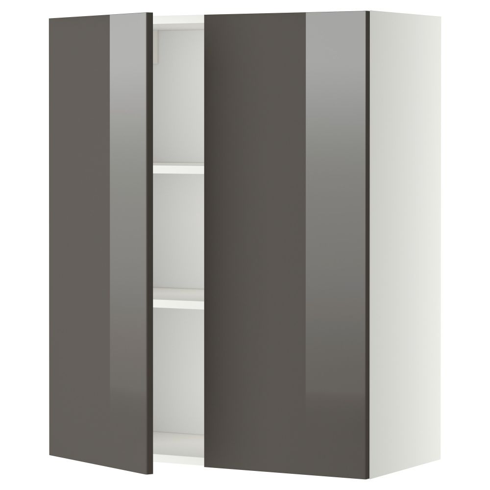 Навесной шкаф с полками, 2 дверцы МЕТОД, белый, Рингульт серый - схема-чертеж с размерами