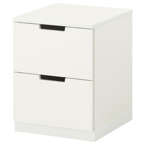Комод с 2 ящиками НОРДЛИ, белый (40x52 см) - фото 1