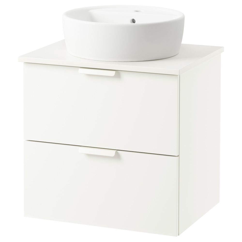 Шкаф п-раковину/столешн45/раковина ГОДМОРГОН/АЛДЕРН / ТОРНВИКЕН, белый, белый (62x49x74 см) - схема-чертеж с размерами